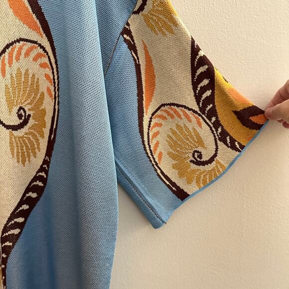 Zara Oversized Boho Jacquard Knit Tunic Mini Sweater Dress Kaftan Short Sleeve M - Picture 4 of 9